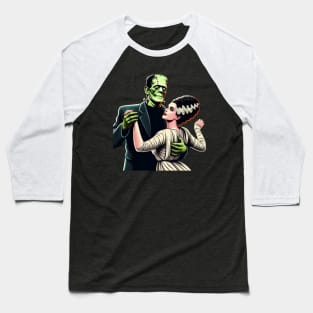 Frankenstein and the Bride Slow Dancing Baseball T-Shirt